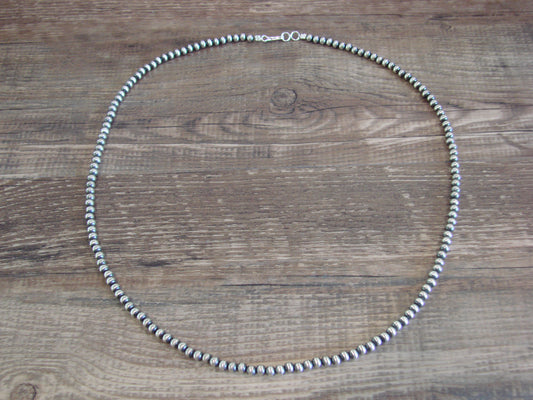 Native American Sterling Silver 4mm Navajo Pearl 22" Necklace Mariano