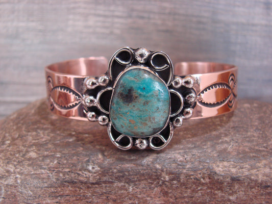 Native American Copper & Turquoise Bracelet by Cleveland