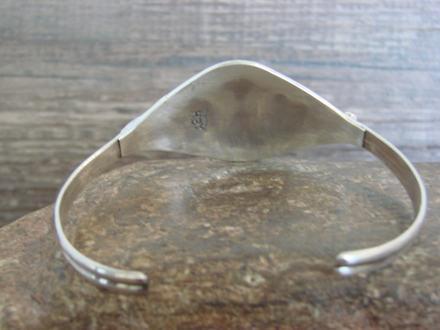 Native American Sterling Silver & Turquoise Feather Bracelet Signed Yazzie