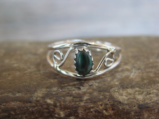 Native American Sterling Silver & Malachite Ring Size 8.5 by Lincoln