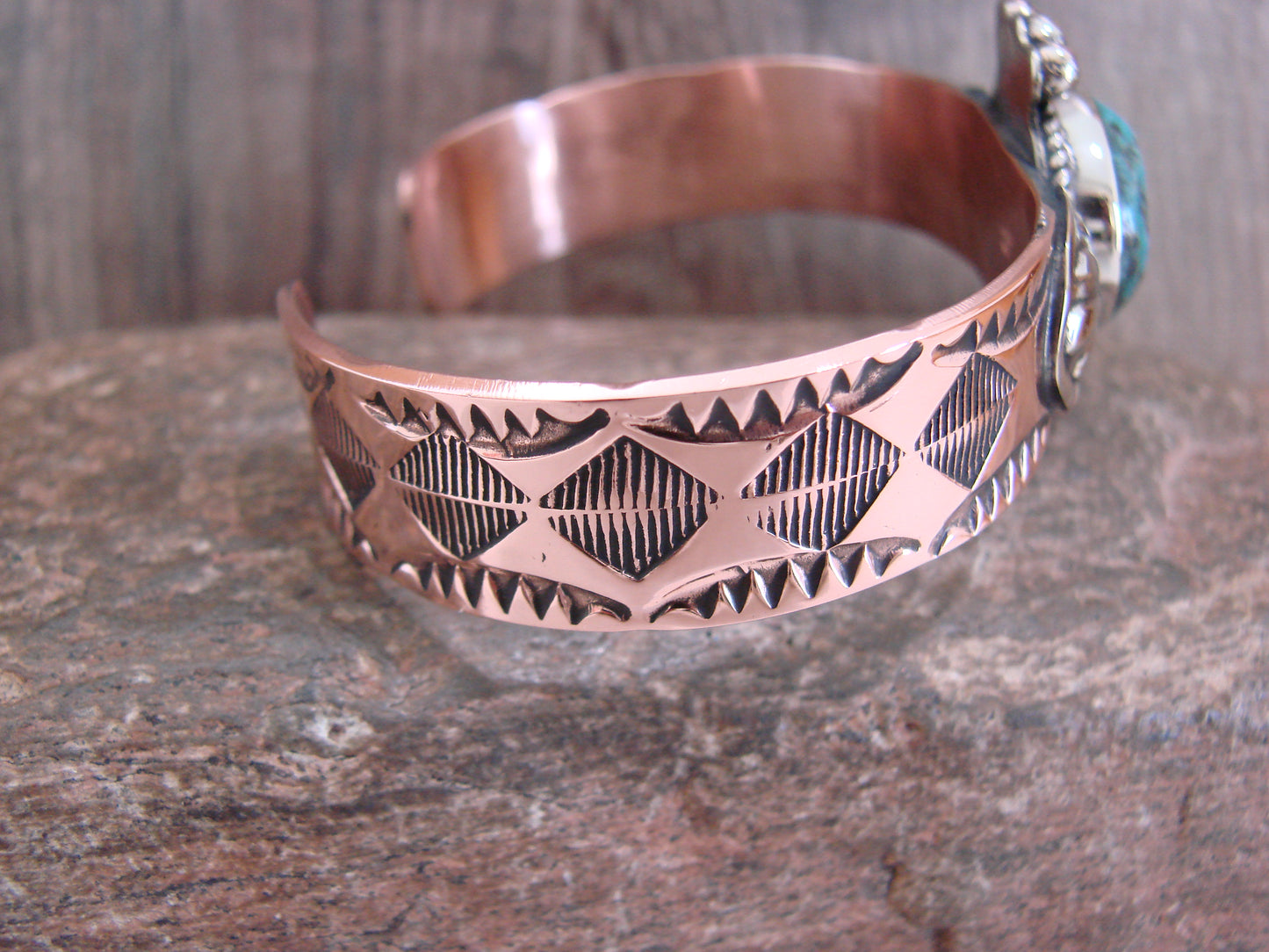 Native American Copper & Turquoise Bracelet by Cleveland