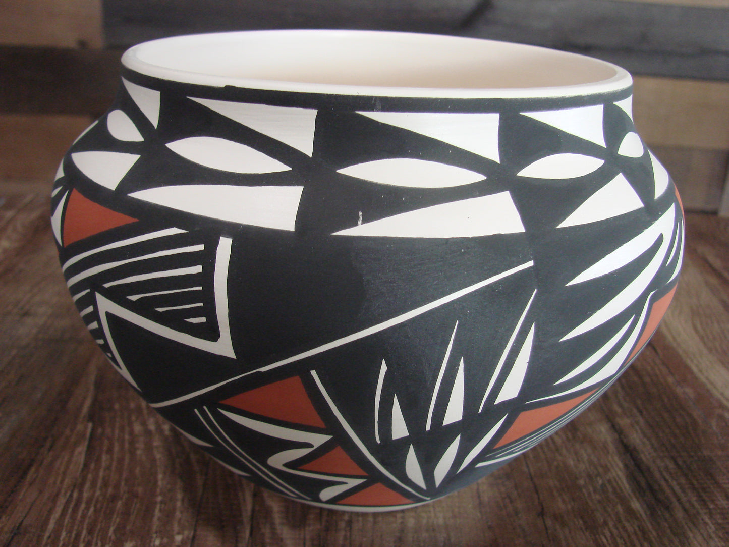 Native American Laguna Fine Line Hand Painted Pottery by B. Ortiz