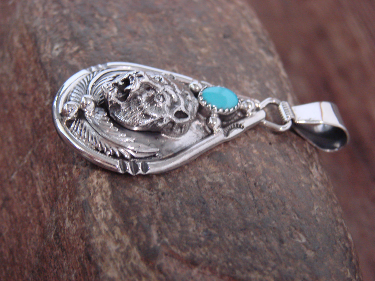Native American Sterling Silver & Turquoise Bear Pendant - Morgan