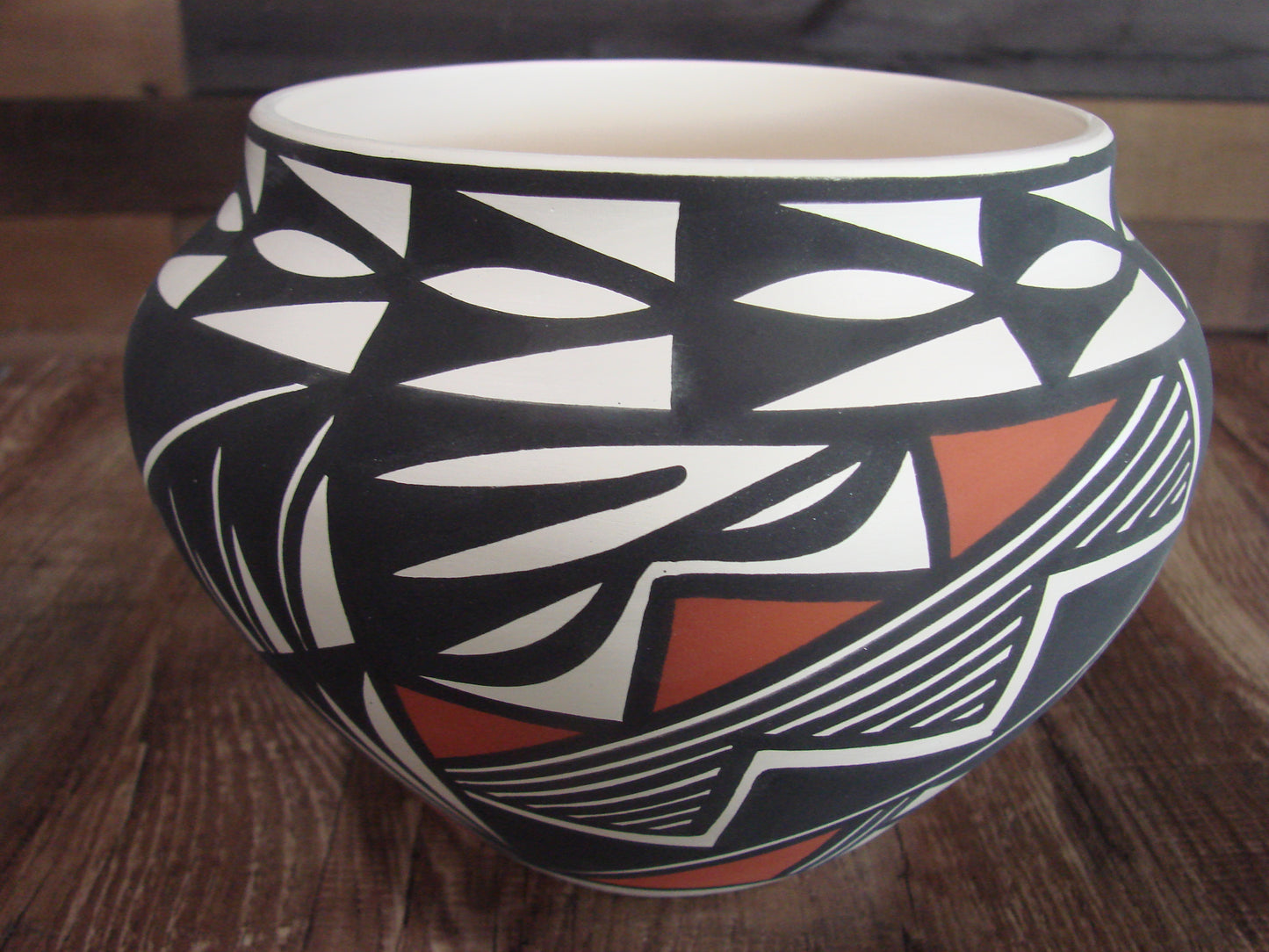 Native American Laguna Fine Line Hand Painted Pottery by B. Ortiz