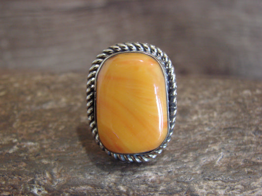 Native American Nickel Silver & Spiny Oyster Ring Size 7 - Cleveland