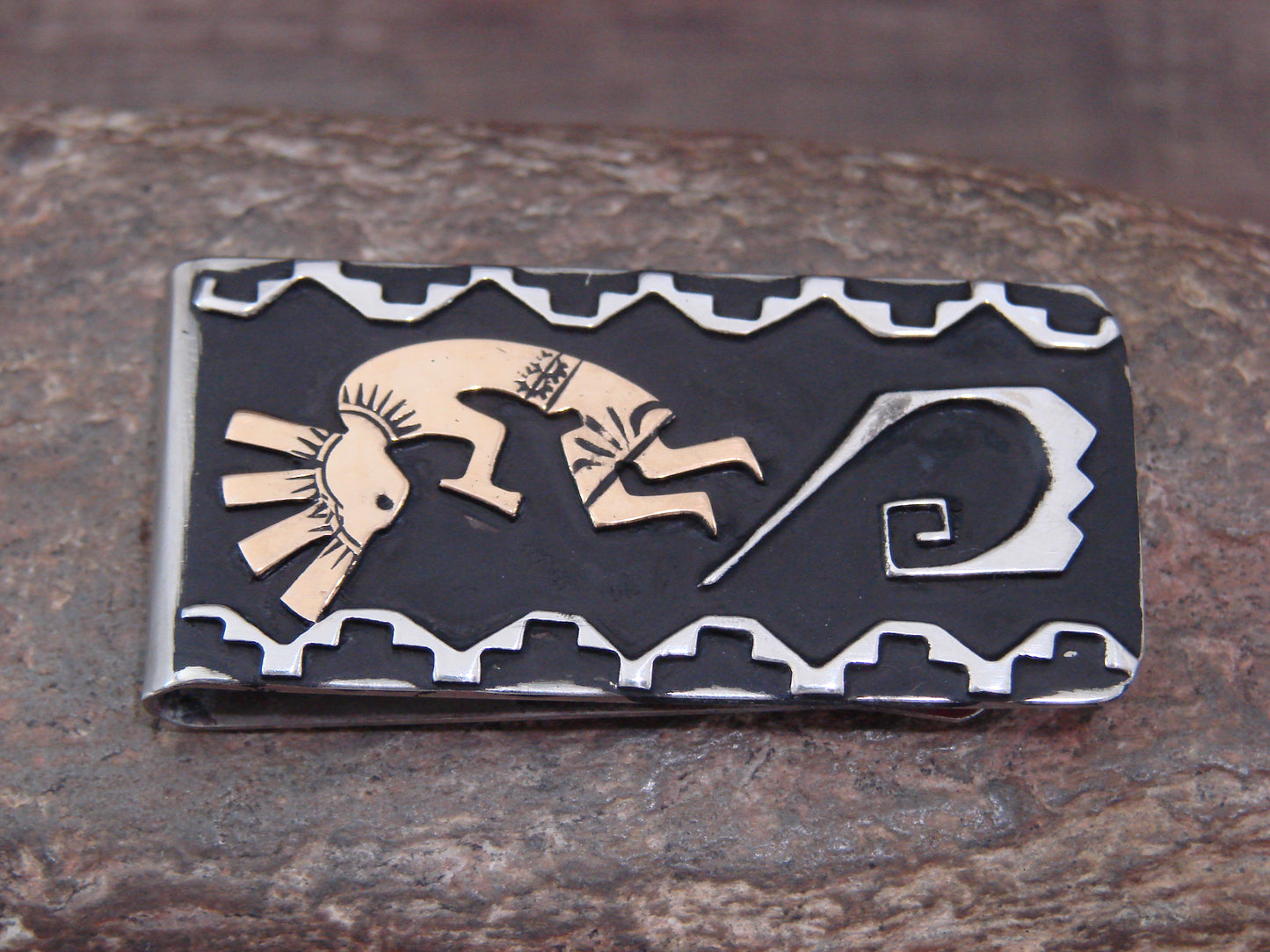 Native American Sterling Silver & 12 kt Gold Fill Kokopelli Money Clip by Singer