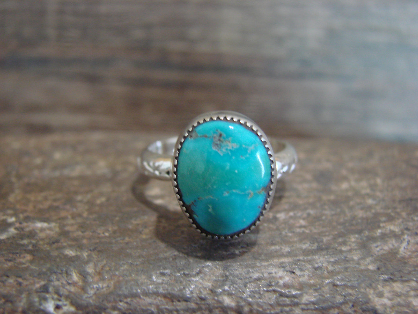 Native American Sterling Silver & Turquoise Ring by Pino - Size 7.5