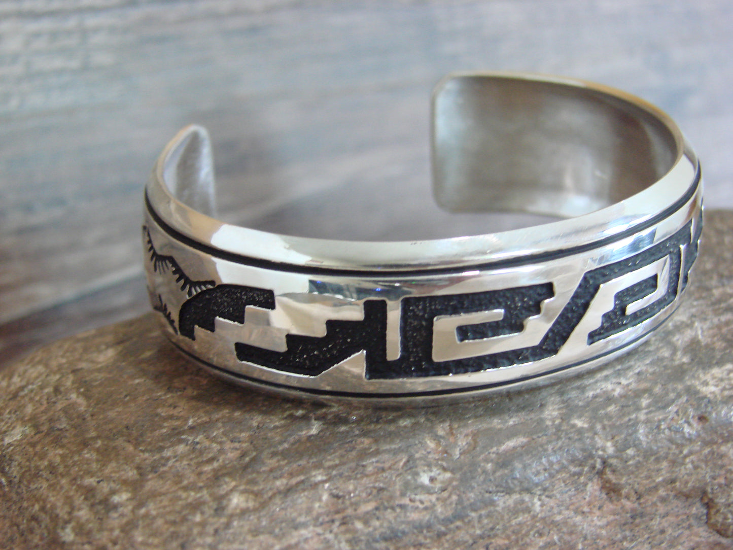 Native American Sterling Silver Petroglyph Bracelet by Singer