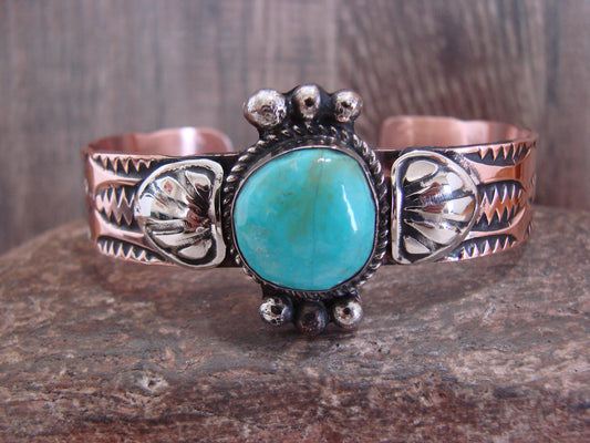 Native American Copper & Turquoise Bracelet by Cleveland