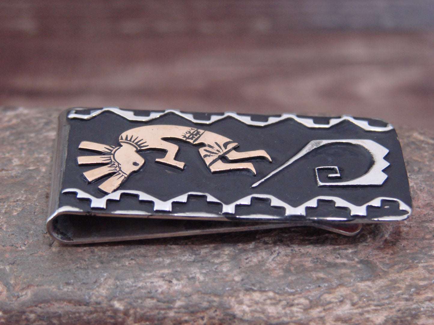Native American Sterling Silver & 12 kt Gold Fill Kokopelli Money Clip by Singer