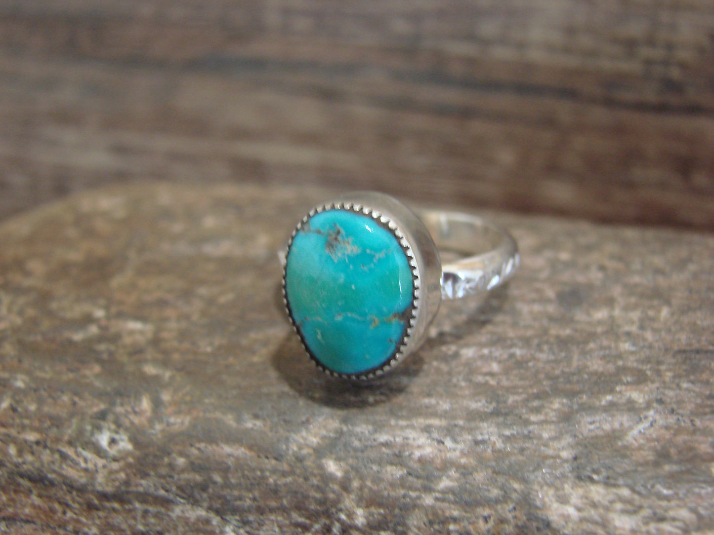 Native American Sterling Silver & Turquoise Ring by Pino - Size 7.5