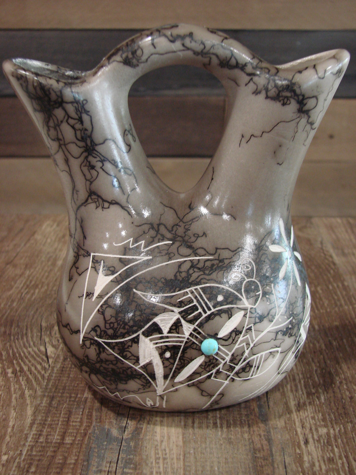 Native American Horse Hair Wedding Vase Pottery by Vail