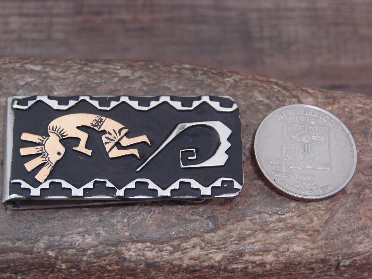 Native American Sterling Silver & 12 kt Gold Fill Kokopelli Money Clip by Singer