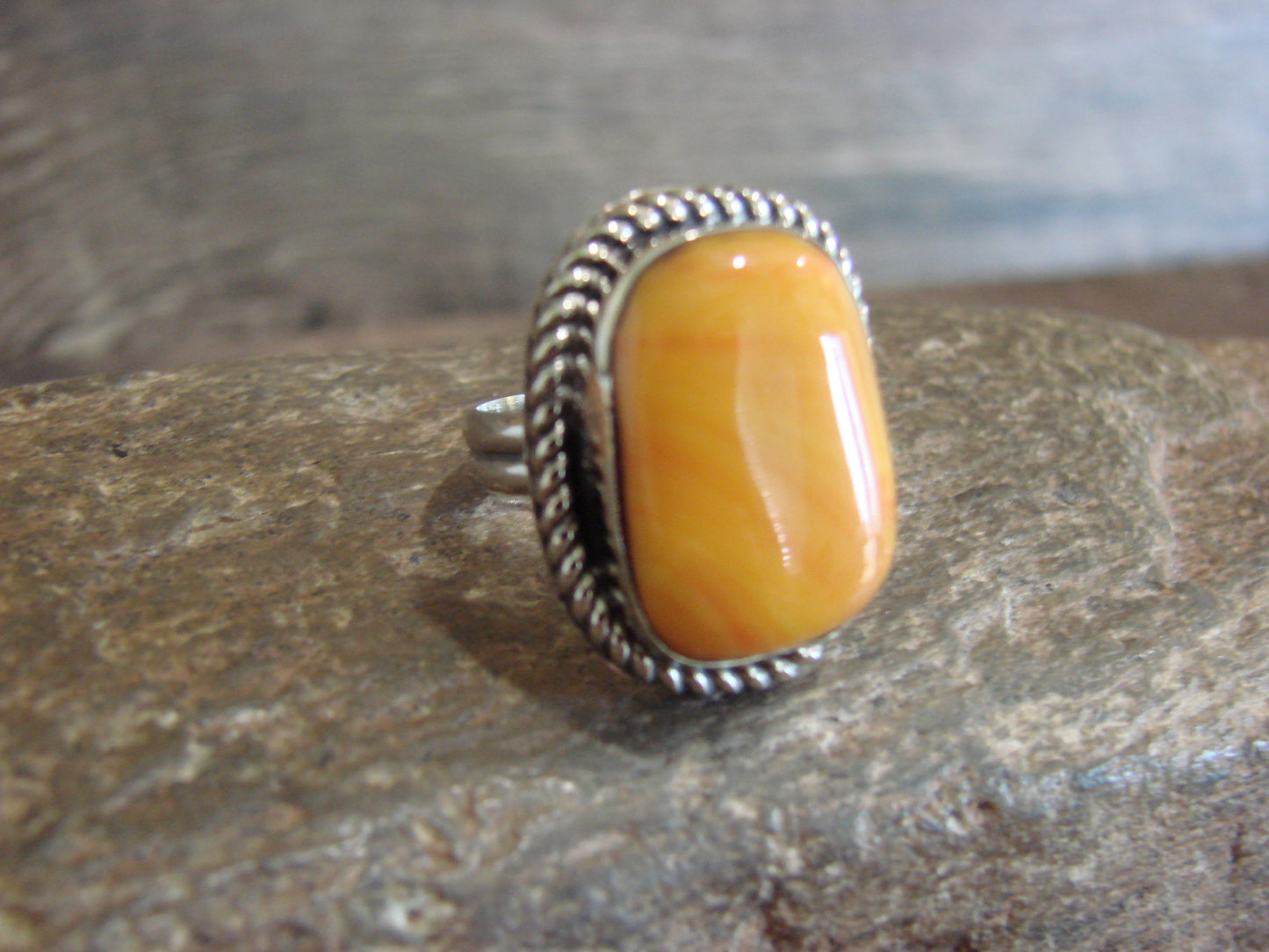 Native American Nickel Silver & Spiny Oyster Ring Size 7 - Cleveland