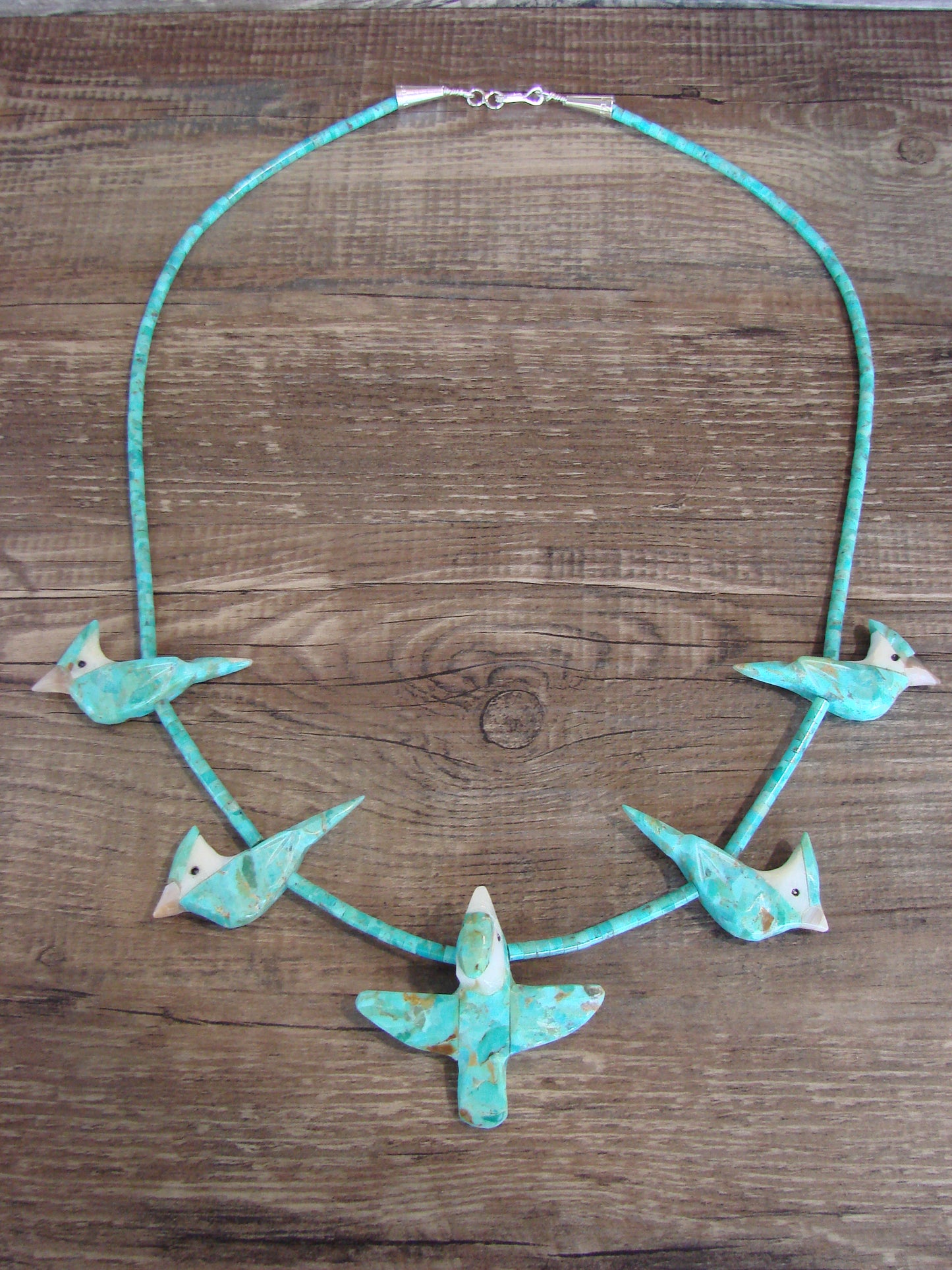 Hand Carved Turquoise Blue Jay Fetish Necklace - Matt Mitchell