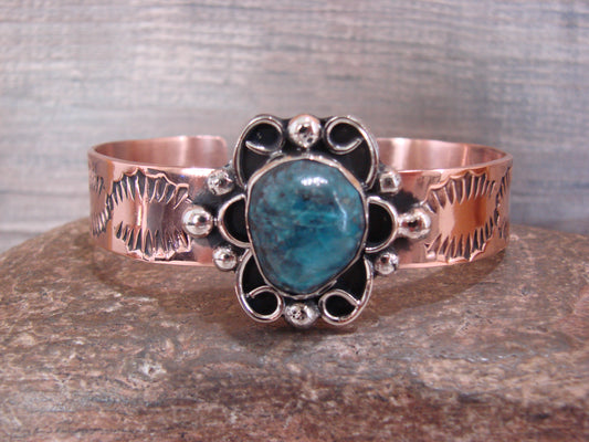 Native American Copper & Turquoise Bracelet by Cleveland