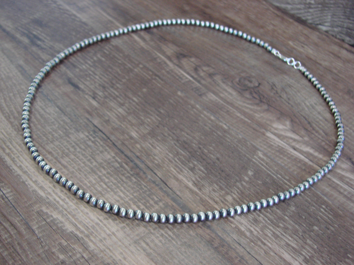Native American Sterling Silver 4mm Navajo Pearl 22" Necklace Mariano