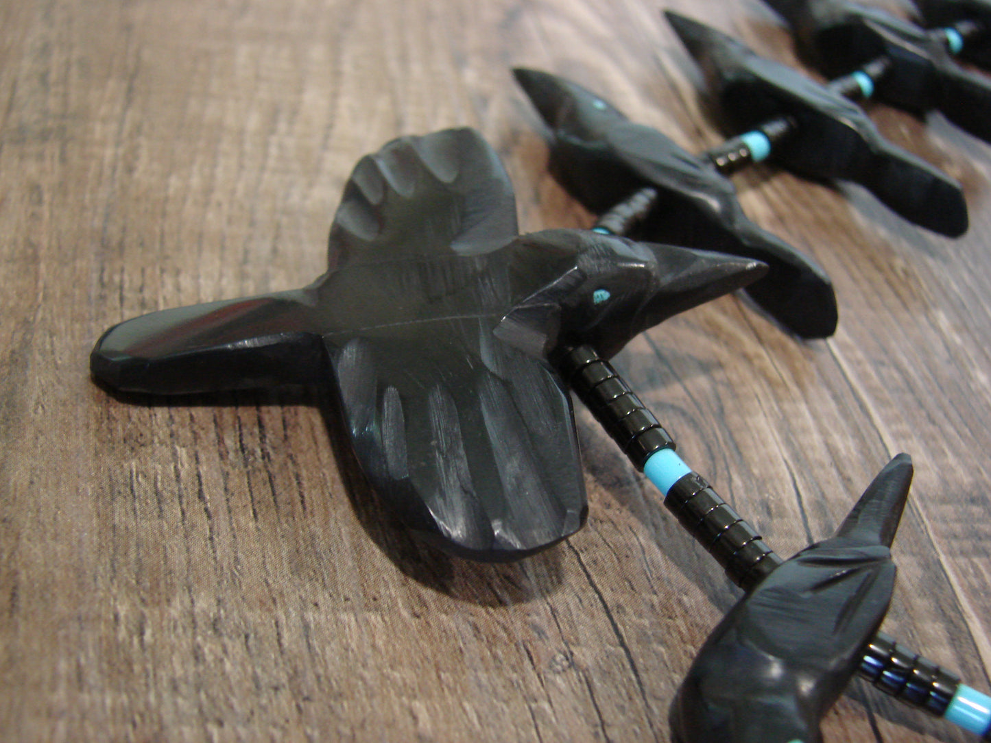 Hand Carved Jet Raven Fetish Necklace by Matt Mitchell