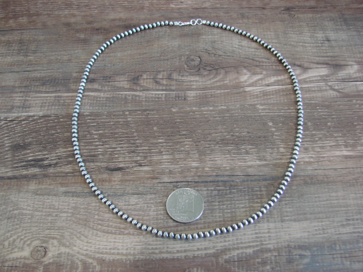 Native American Sterling Silver 4mm Navajo Pearl 22" Necklace Mariano