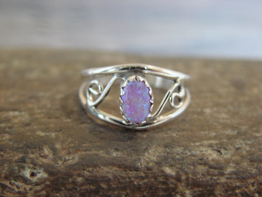 Native American Sterling Silver & Pink Opal Ring Size 4.5 by Lincoln
