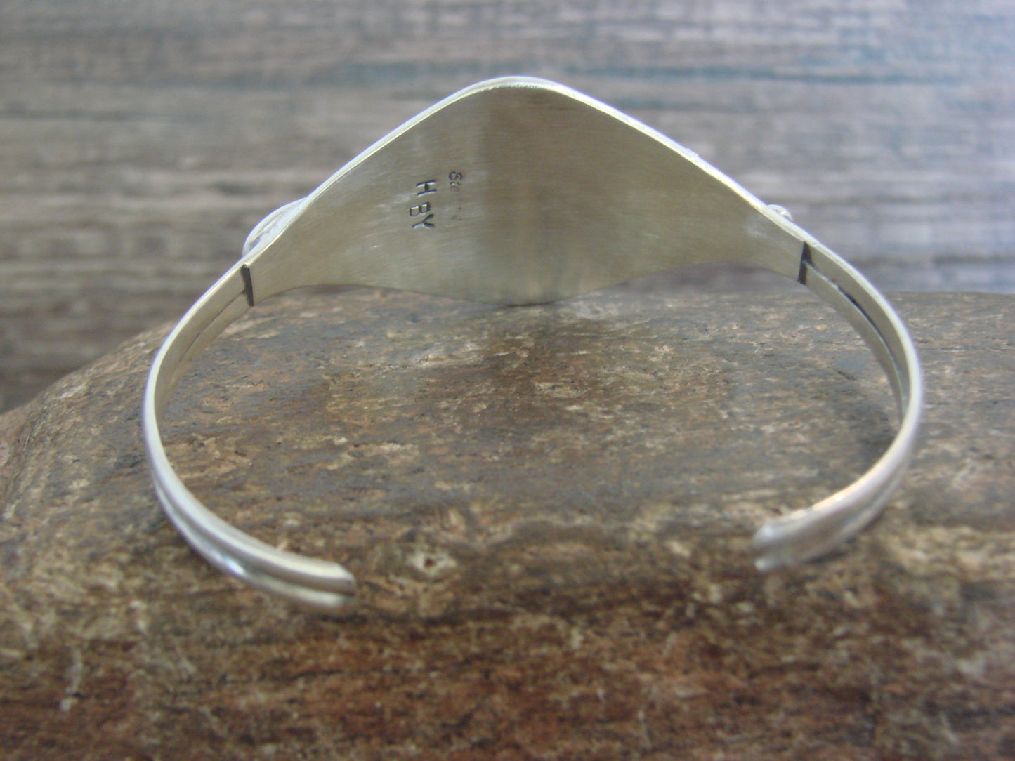Native American Sterling Silver & Turquoise Feather Bracelet Signed Yazzie
