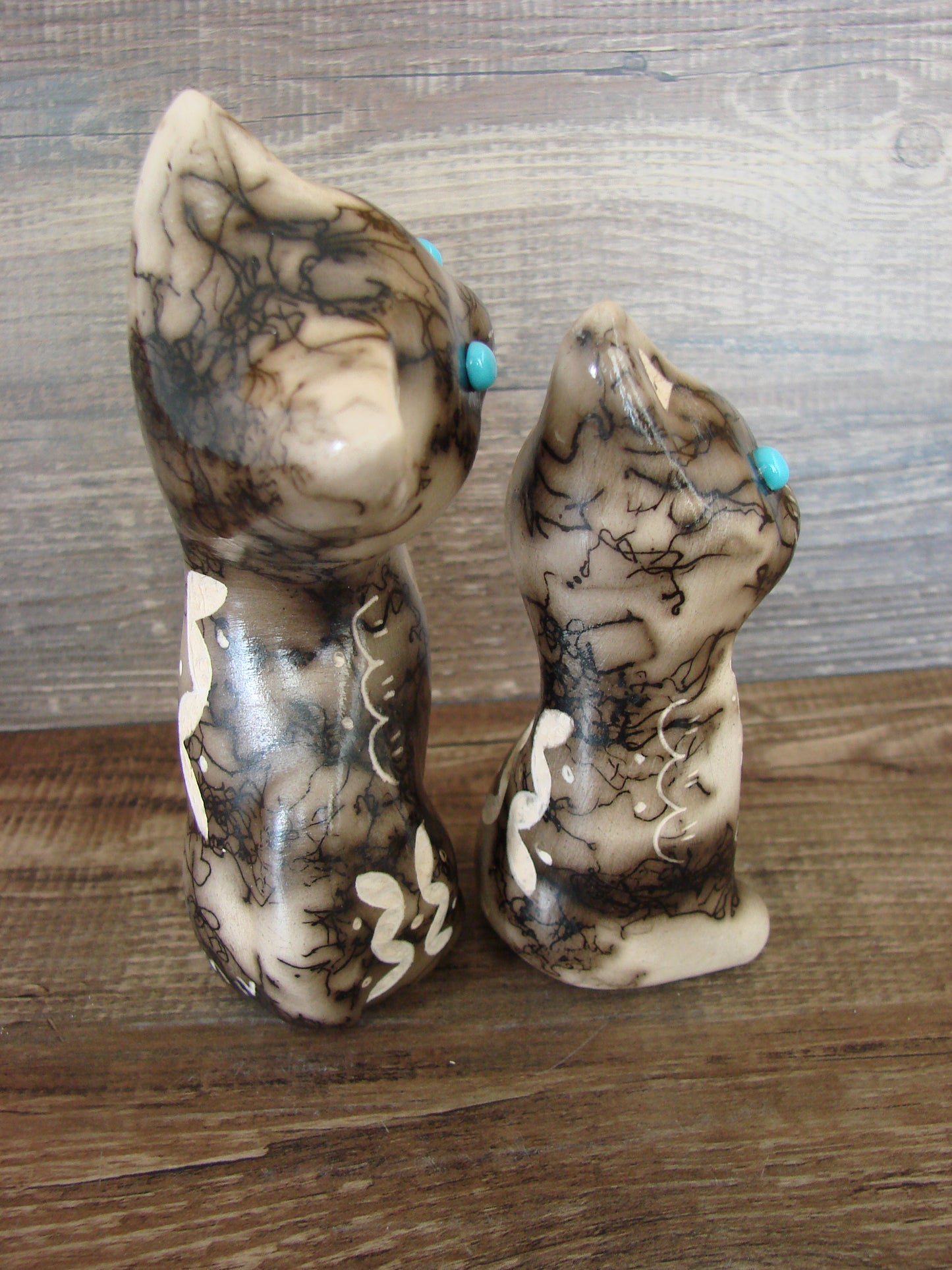 Native American Horse Hair Cat Pottery Set by Vail