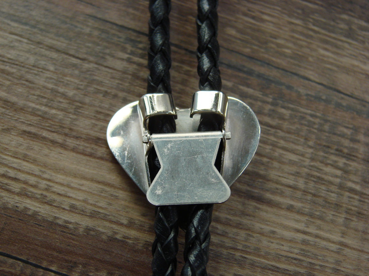 Native American Sterling Silver & Turquoise Heart Bolo Tie by Skeets
