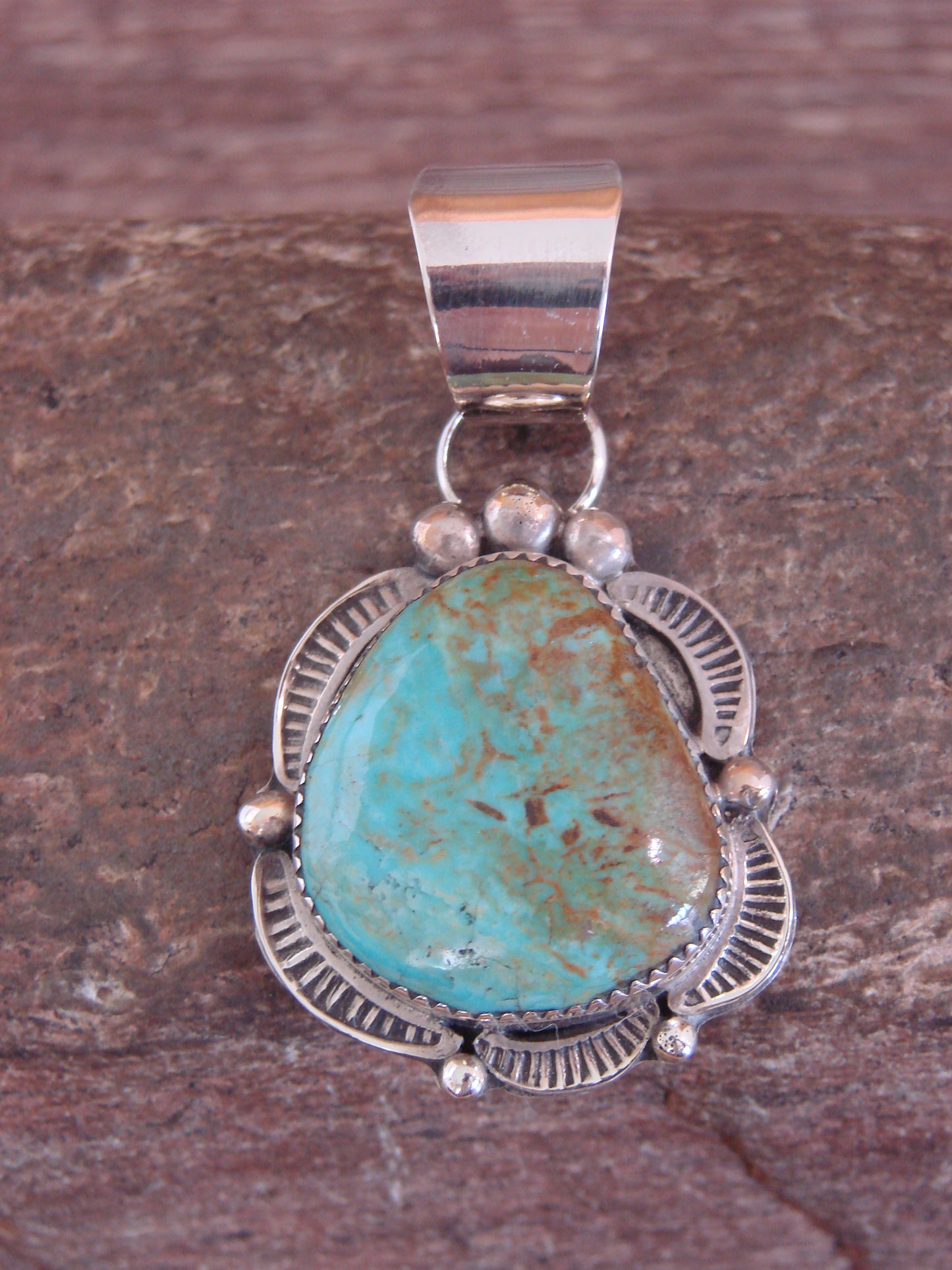 Native American Sterling Silver & Turquoise Pendant - Cleveland