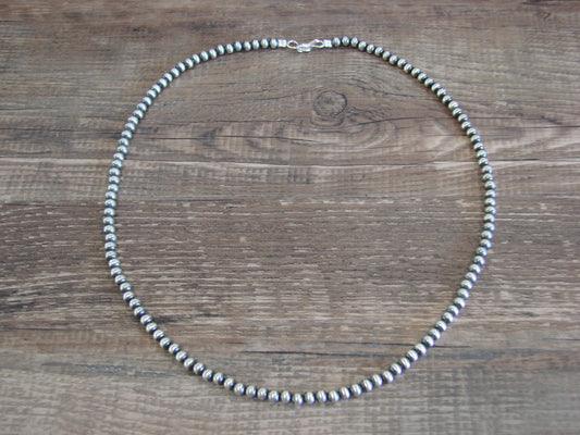 Native American Sterling Silver 4mm Navajo Pearl 18" Necklace Mariano
