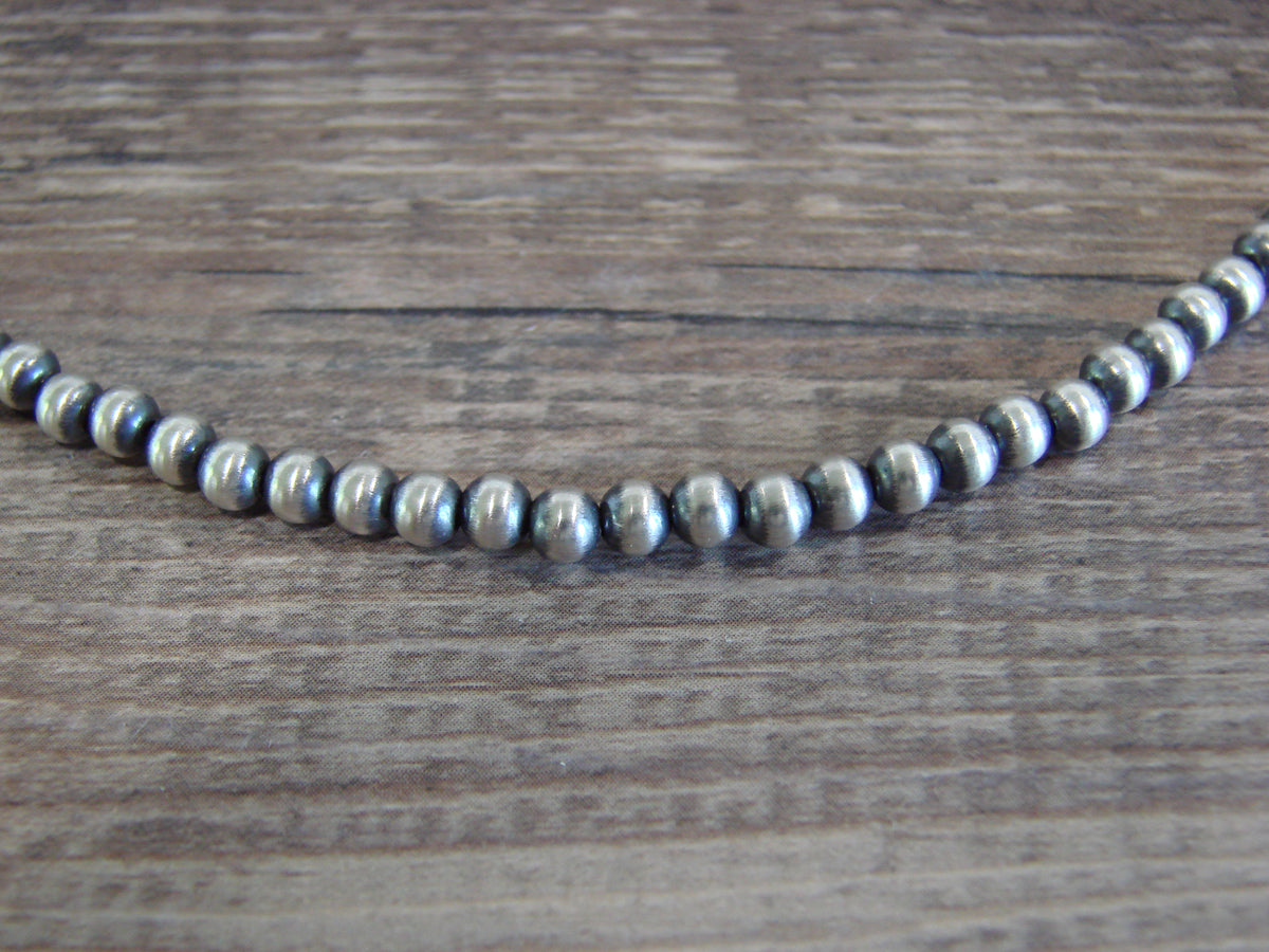 Native American Sterling Silver 4mm Navajo Pearl 18" Necklace Mariano