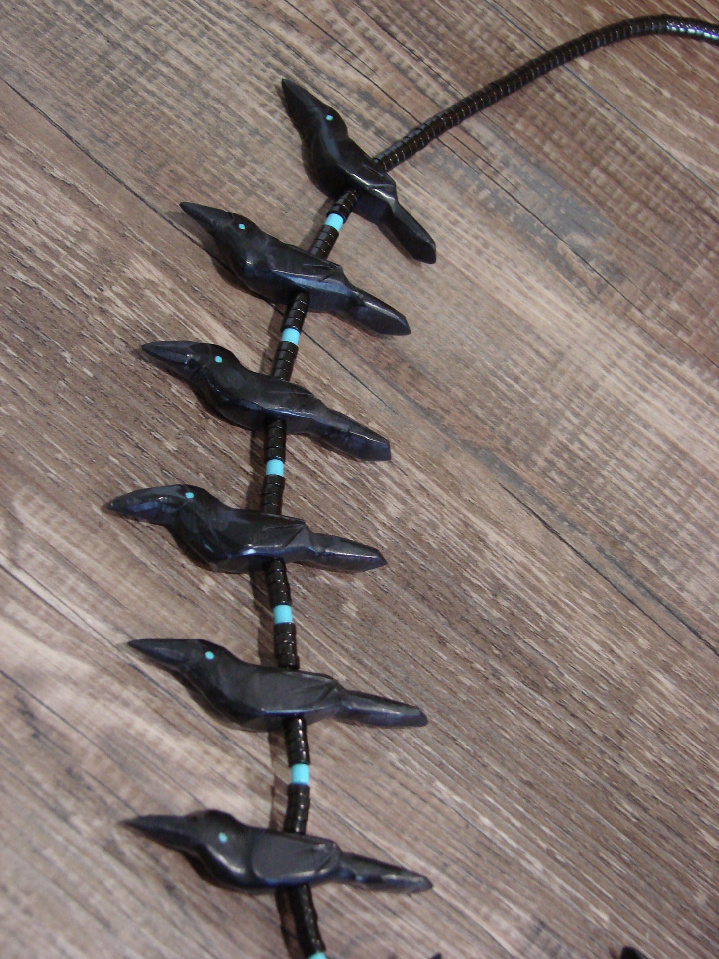 Hand Carved Jet Raven Fetish Necklace by Matt Mitchell