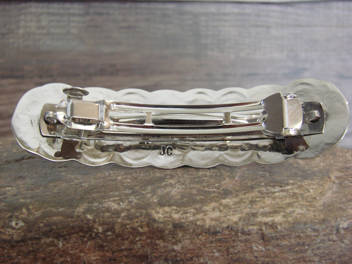 Native American Nickel Silver & Turquoise Hair Barrette by Cleveland