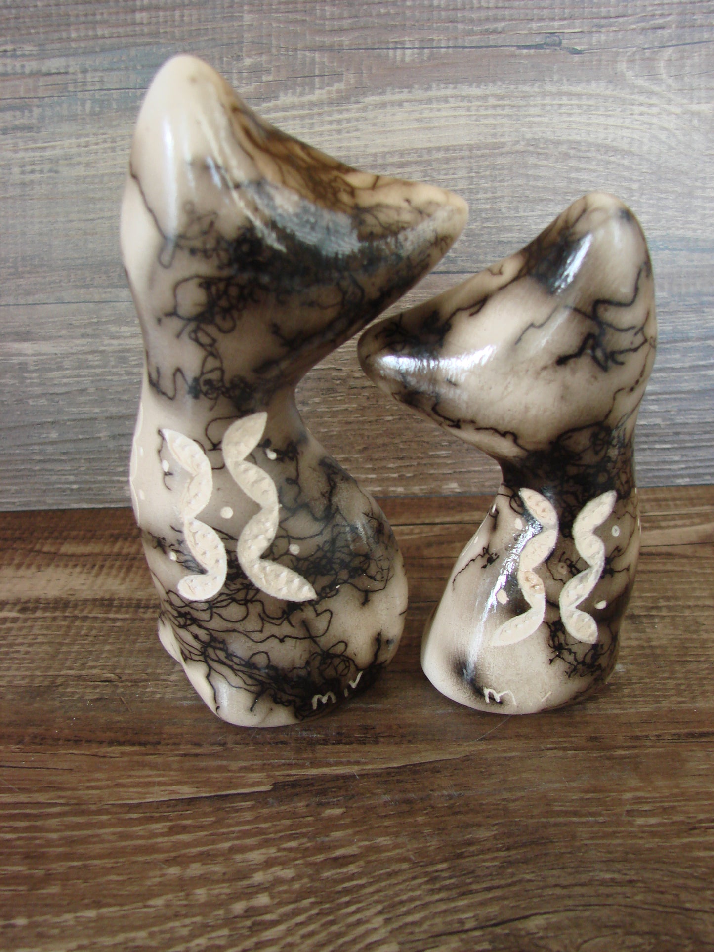 Native American Horse Hair Cat Pottery Set by Vail