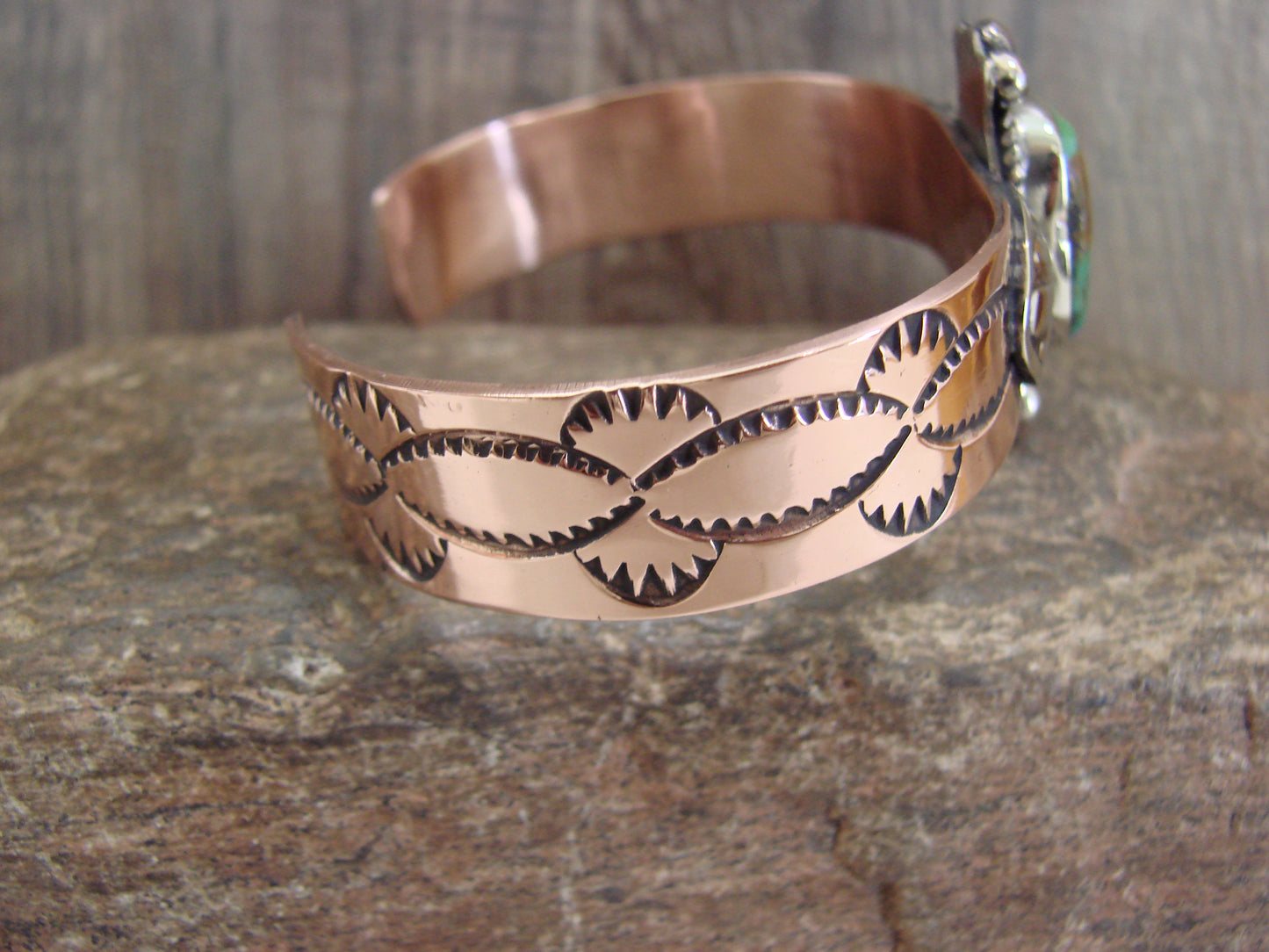 Native American Copper & Turquoise Bracelet by Cleveland