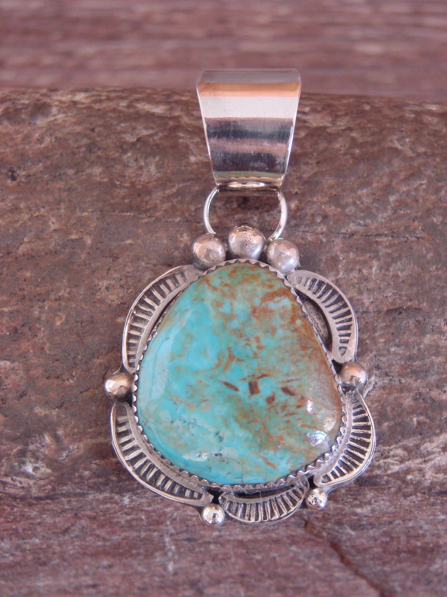 Native American Sterling Silver & Turquoise Pendant - Cleveland