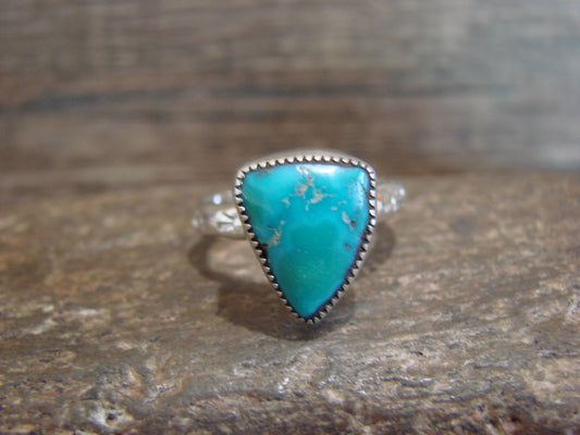 Native American Sterling Silver & Turquoise Ring by Pino - Size 8