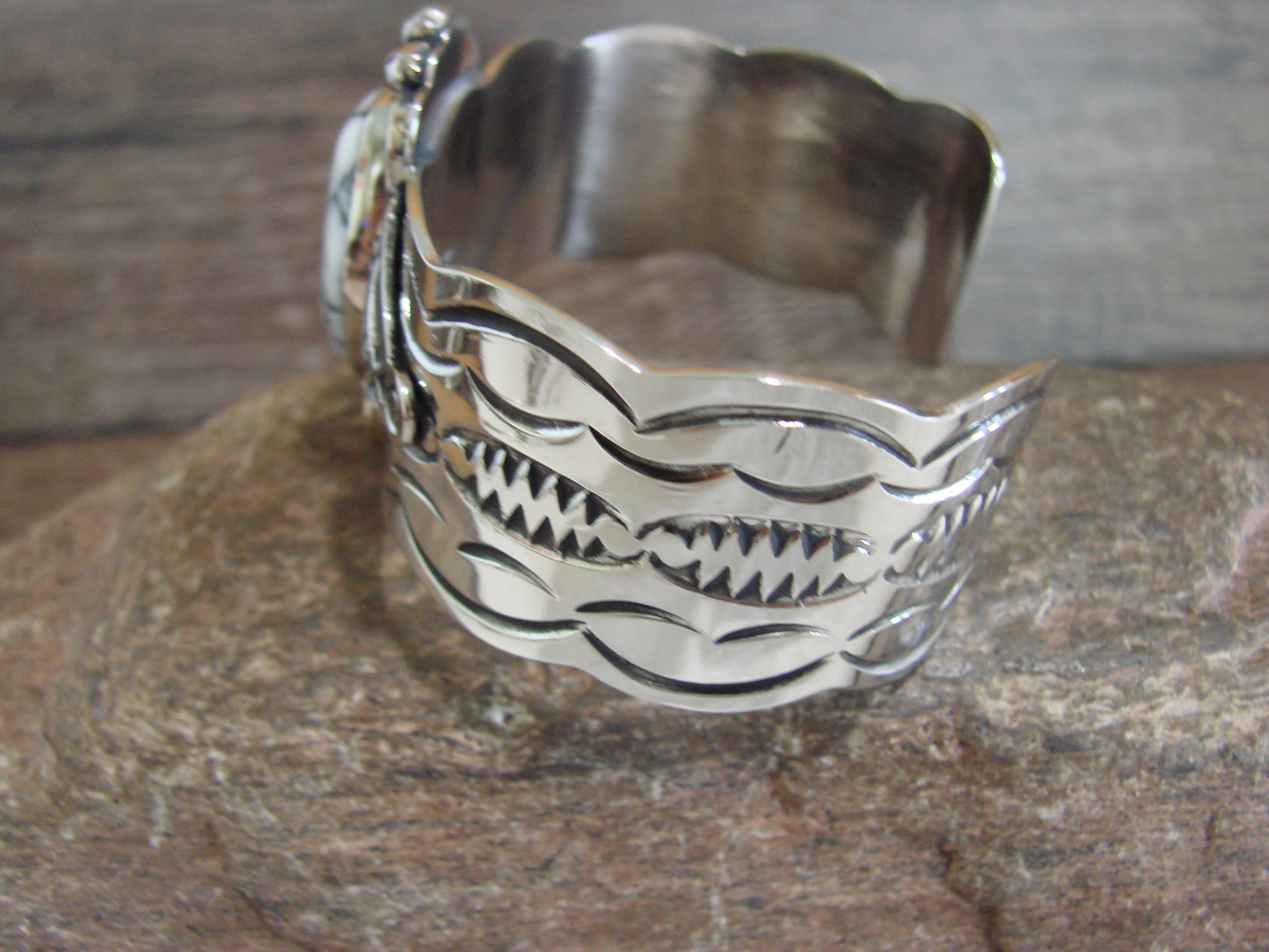 Native American Nickel Silver & White Howlite Bracelet by Cleveland