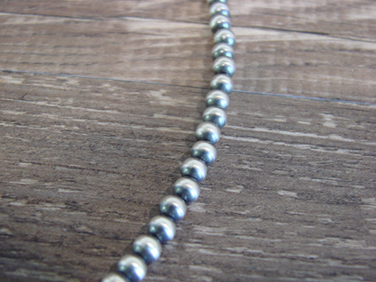 Native American Sterling Silver 4mm Navajo Pearl 18" Necklace Mariano