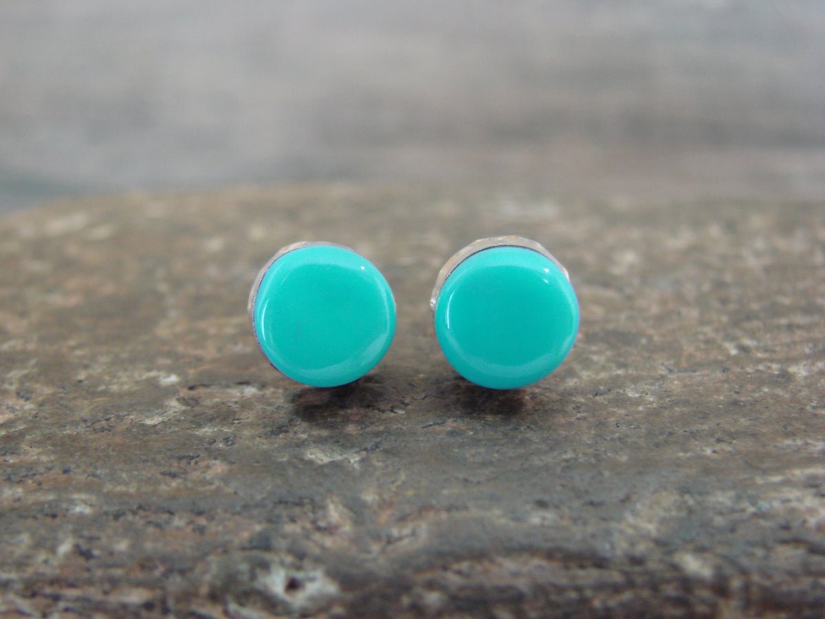 Native American 1/4" Round Turquoise Post Earrings - Siow