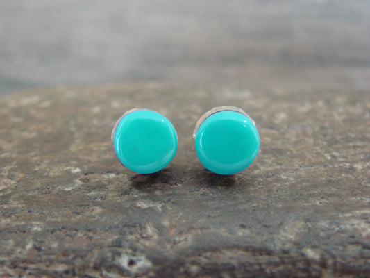 Native American 1/4" Round Turquoise Post Earrings - Siow