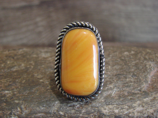 Native American Nickel Silver & Spiny Oyster Ring Size 6.5 - Cleveland