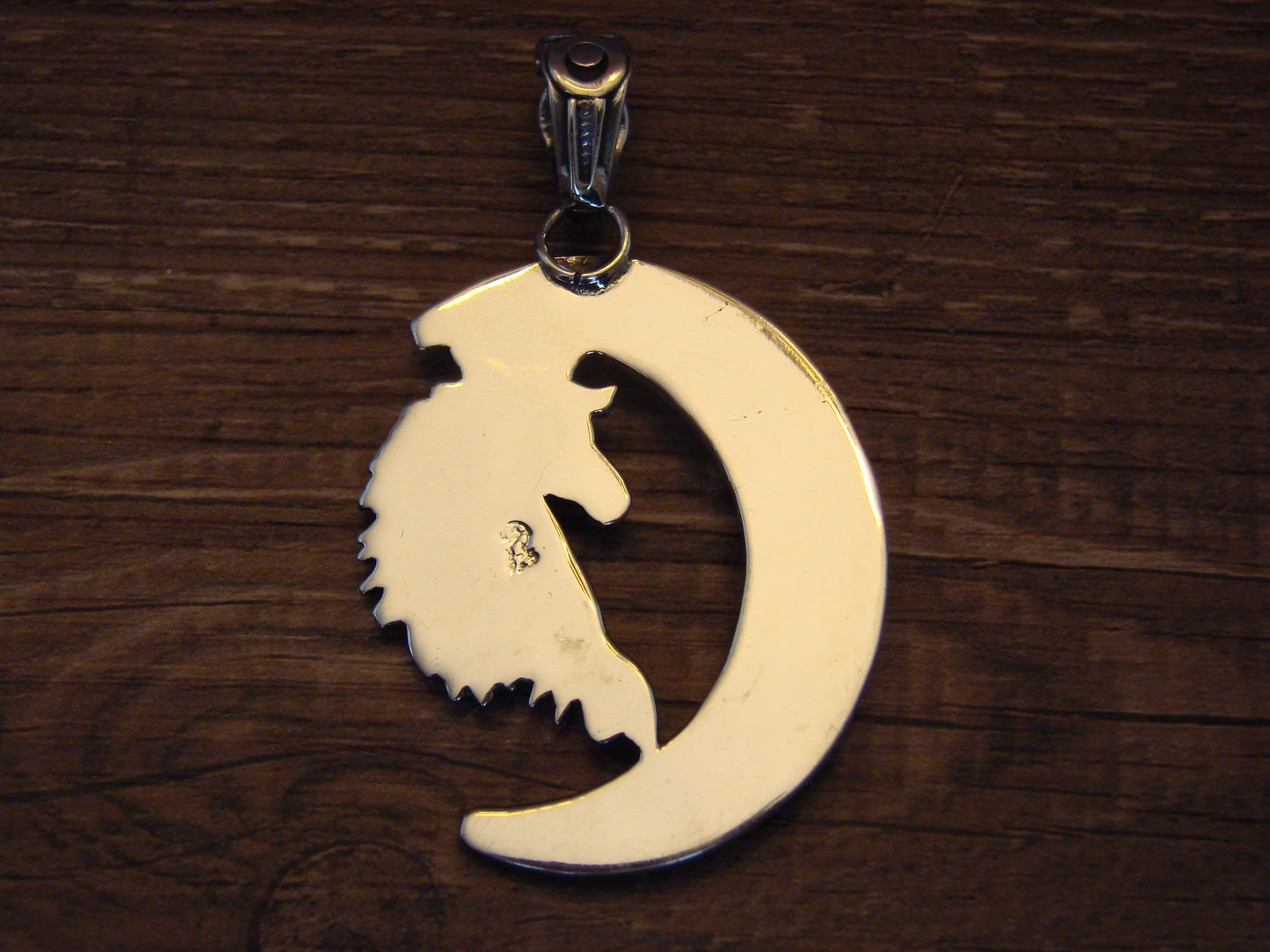 Native American Sterling Silver Turquoise Horse & Moon Pendant - Lewis