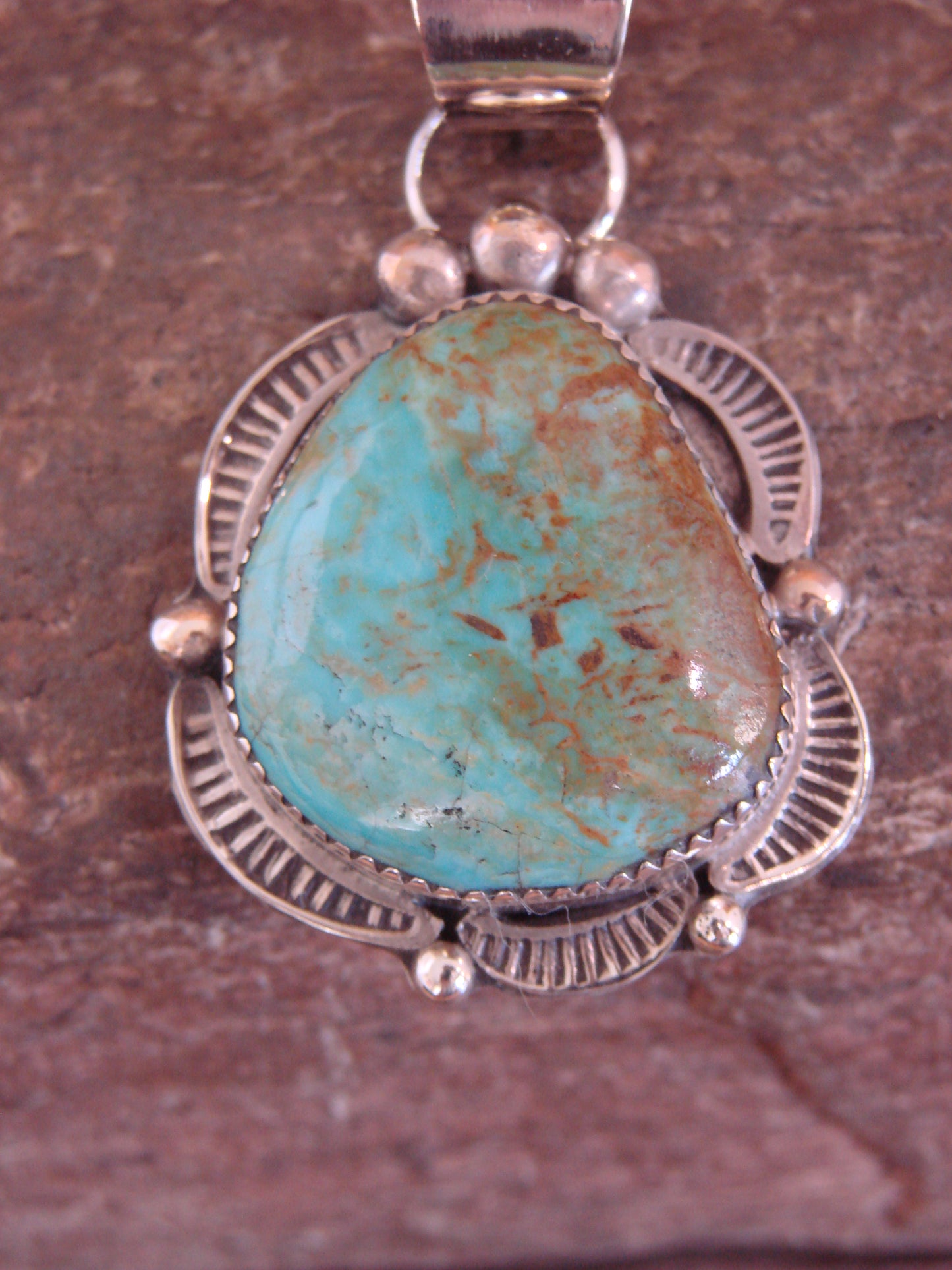 Native American Sterling Silver & Turquoise Pendant - Cleveland