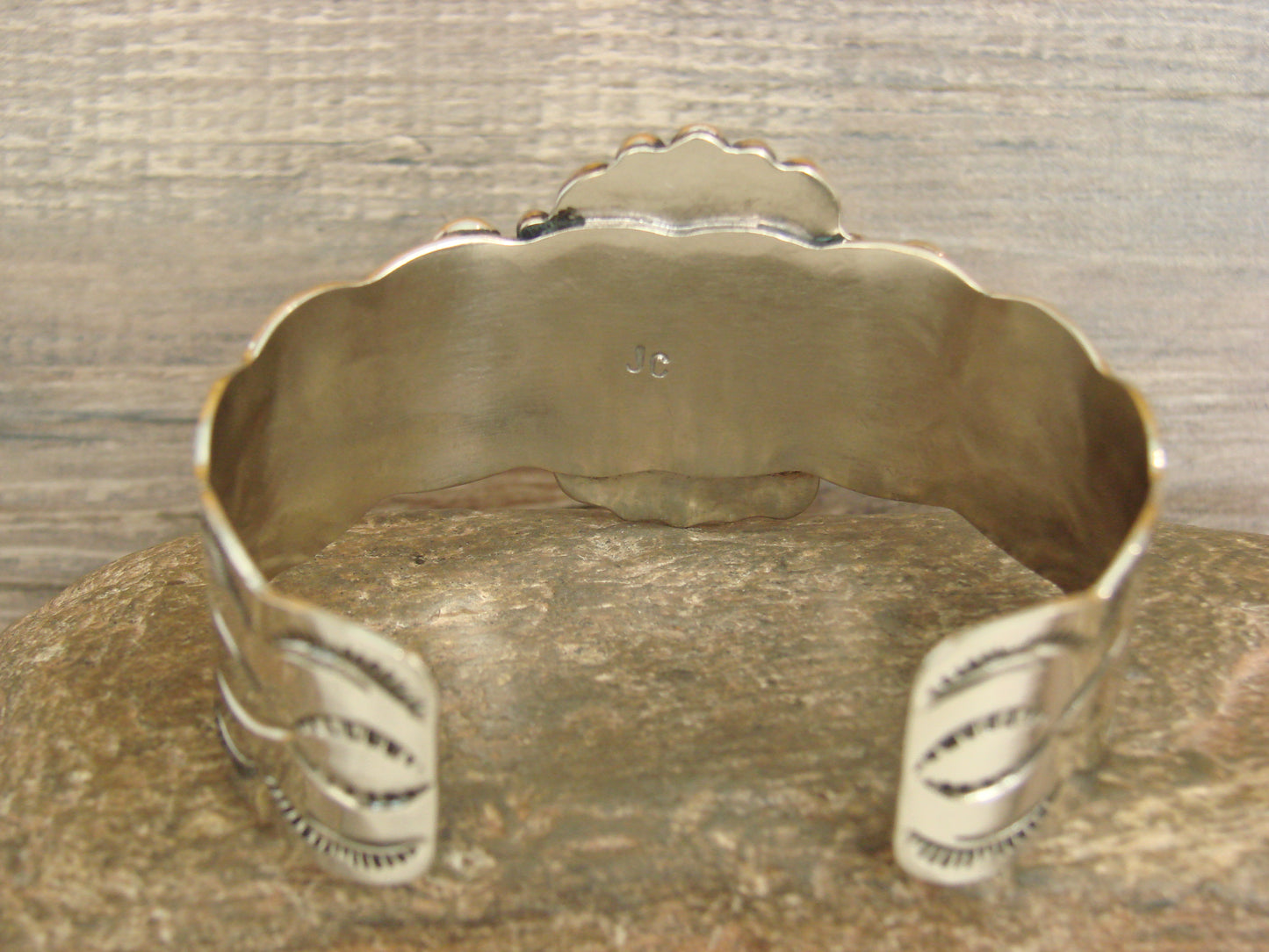 Native American Nickel Silver & Turquoise Bracelet by Cleveland