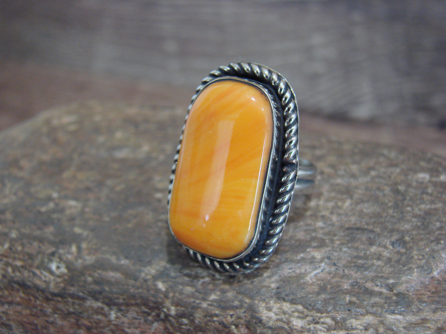 Native American Nickel Silver & Spiny Oyster Ring Size 6.5 - Cleveland