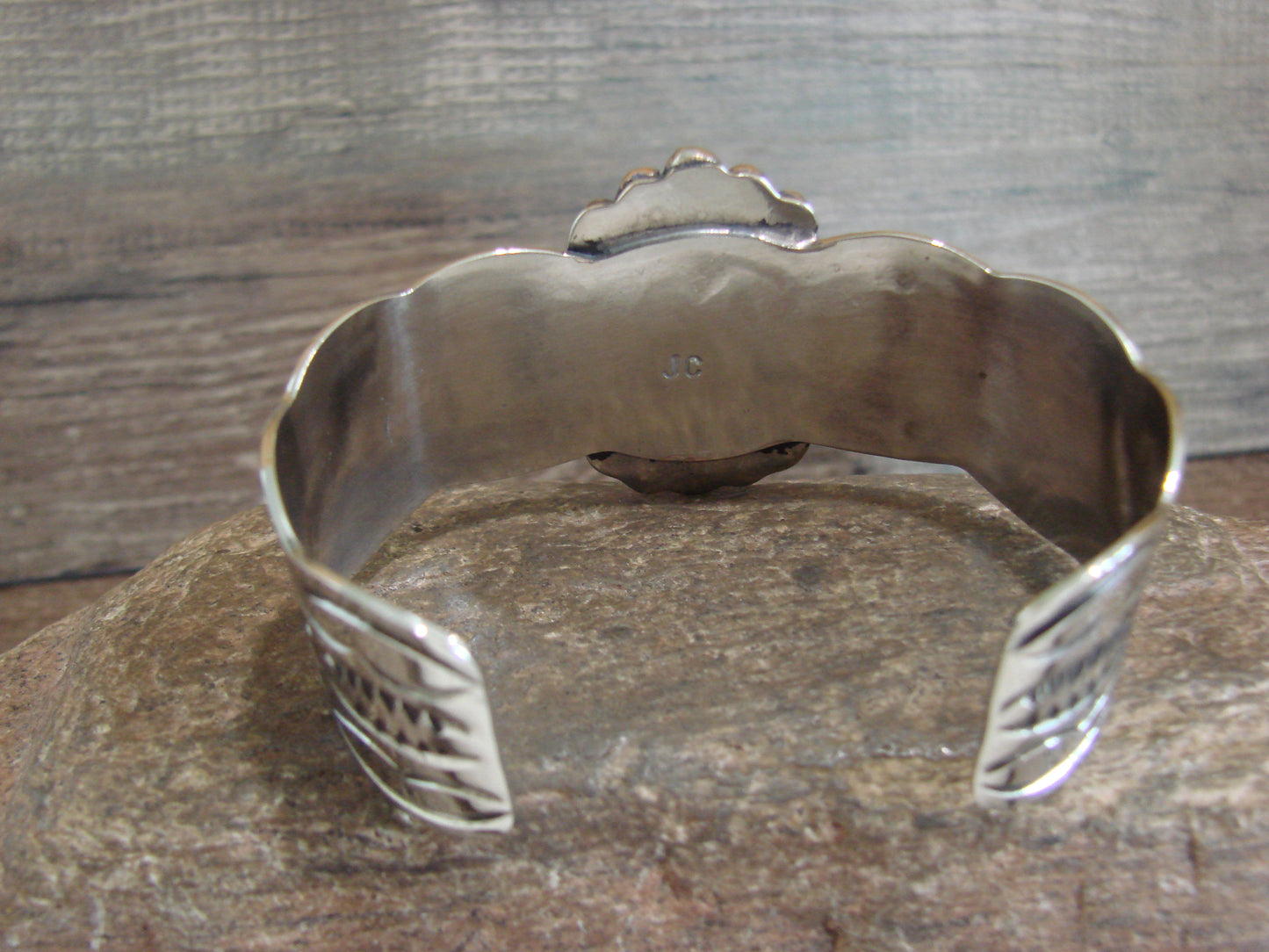 Native American Nickel Silver & White Howlite Bracelet by Cleveland