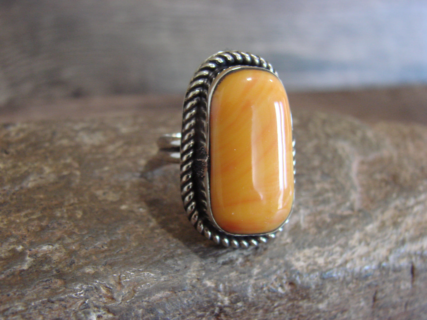 Native American Nickel Silver & Spiny Oyster Ring Size 6.5 - Cleveland
