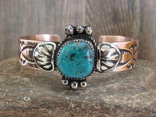 Native American Copper & Turquoise Bracelet by Cleveland