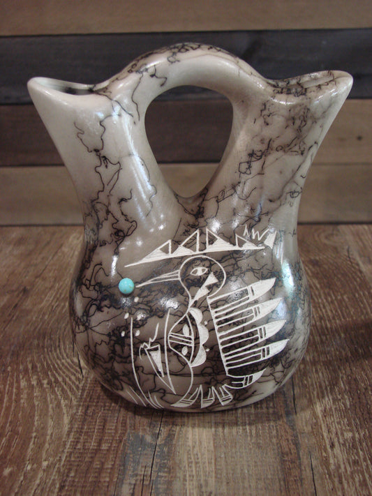 Native American Horse Hair Wedding Vase Pottery by Vail