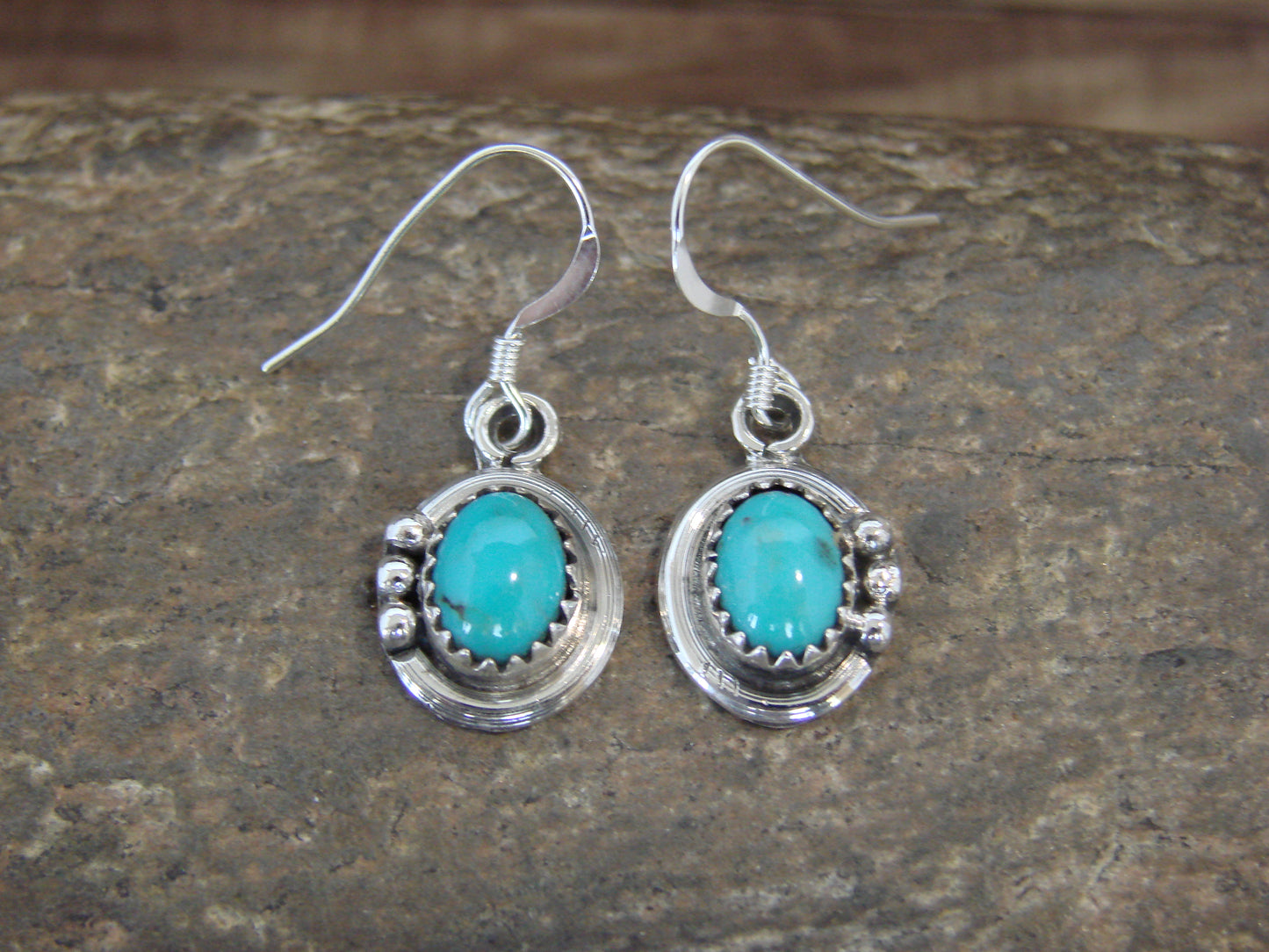 Native American Sterling Silver & Turquoise Dangle Earrings by Largo